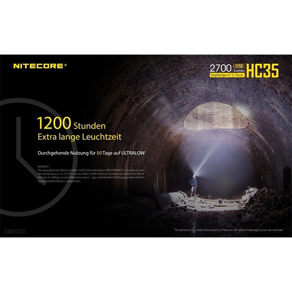 NITECORE LED-STIRNLAMPE HC35 - 2'700 Lumen, inkl. Akku