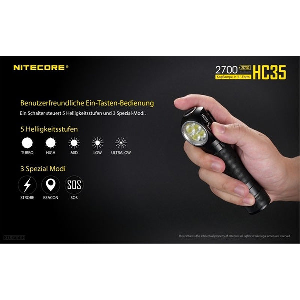 NITECORE LED-STIRNLAMPE HC35 - 2'700 Lumen, inkl. Akku