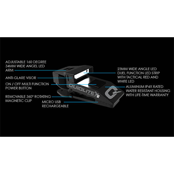 Handsfree LED QUIQLITE X2WW, Tactical White/White LED, 200 Lumen, inkl. Akku