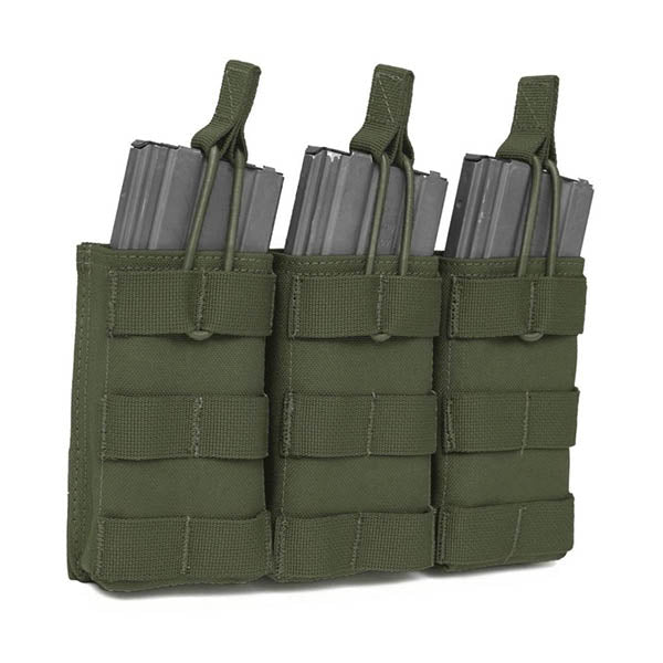 Magazintasche Triple MOLLE Open M4 5.56mm Mag / Bungee Retention-3 Mag, OD green