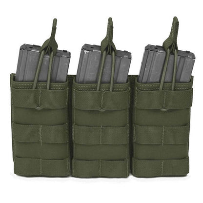 Magazintasche Triple MOLLE Open M4 5.56mm Mag / Bungee Retention-3 Mag, OD green