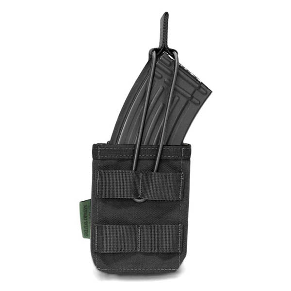 Single MOLLE Open AK 7.62mm Mag / Bungee Retention- 1 Mag, black