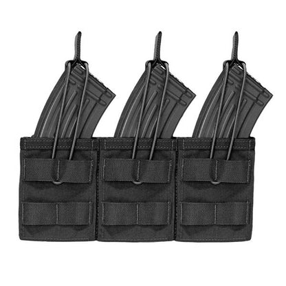 Triple MOLLE Open AK 7.62mm Mag / Bungee Retention- 3 Mag, black