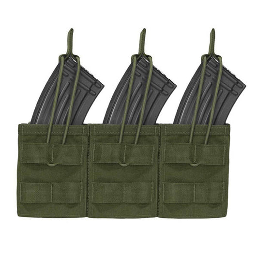 Triple MOLLE Open AK 7,62 mm Mag / Bungee Retention - 3 Mag, OD vert