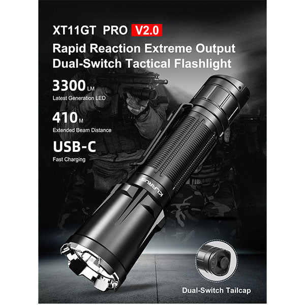 Lampe de poche LED XT11GT PRO V2.0, 3 300 lumens (batterie incluse)