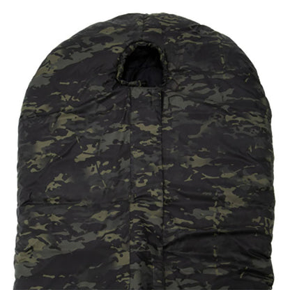 Kunstfaserschlafsack DEFENCE 4, multicam/black, Grösse M, Reissverschluss mittig