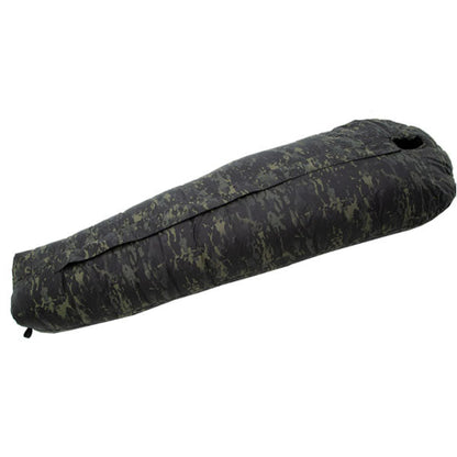 Kunstfaserschlafsack DEFENCE 4, multicam/black, Grösse M, Reissverschluss mittig