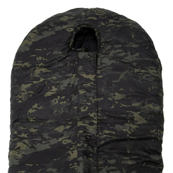 Sac de couchage en fibres synthétiques DEFENSE 4, multicam/noir, taille L, fermeture éclair au milieu