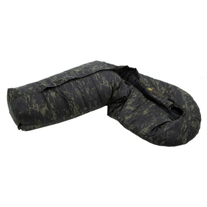 Sac de couchage en fibres synthétiques DEFENSE 4, multicam/noir, taille L, fermeture éclair au milieu