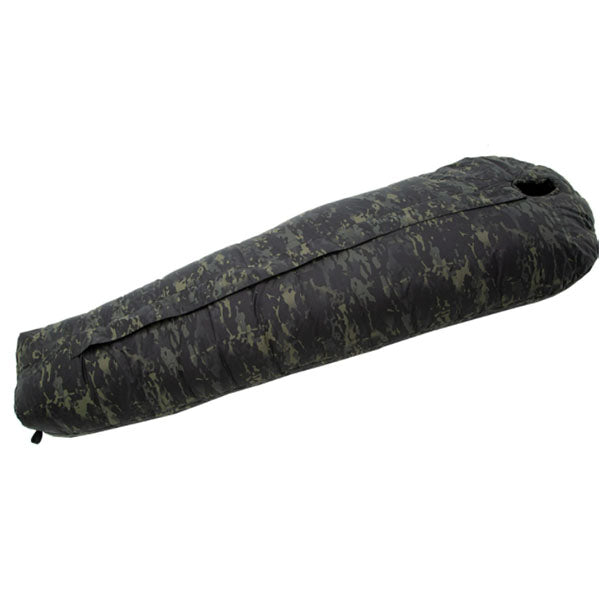 Sac de couchage en fibres synthétiques DEFENSE 4, multicam/noir, taille L, fermeture éclair au milieu