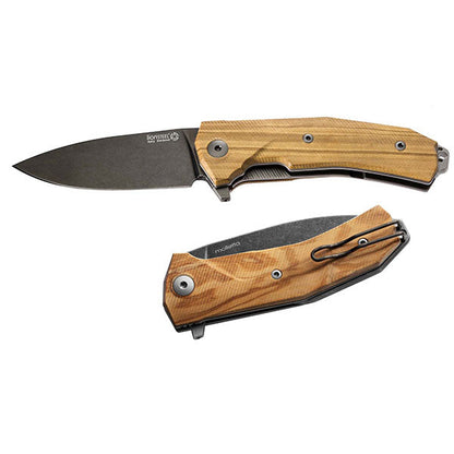 Klappmesser KUR WOOD, Oliven-Holz (PVD & Stone Washed)