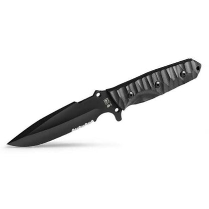 Couteau tactique TB-OUTDOOR MARAUDEUR G10, bord dentelé, noir