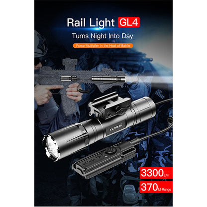 Lampe d'arme tactique LED GL4, 3 300 lumens (batterie incluse)