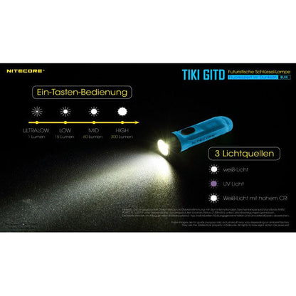 NITECORE TORCHE LED TIKI GITD bleue, 300 lumens (batterie incluse)