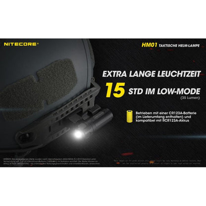 NITECORE LED-HELMLAMPE HM01 - 320 Lumen (inkl. CR123A Batterie), schwarz