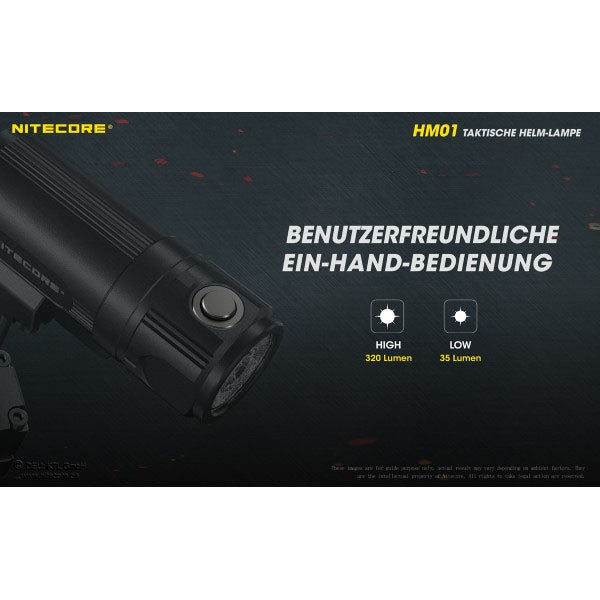 NITECORE LED-HELMLAMPE HM01 - 320 Lumen (inkl. CR123A Batterie), schwarz