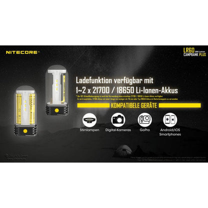 NITECORE LAMPE DE CAMPING LED LR60 - 280 lumens (sans piles)