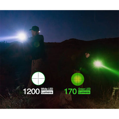 Kit de chasse avec lampe de poche LED T5G SET V2.0, 1 200 lumens (170 lumens vert) (batterie incluse)