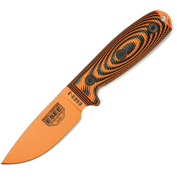 Couteau de survie MODÈLE 3 3D, meulage lisse, orange