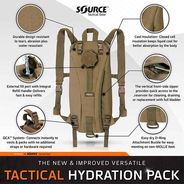 SOURCE, taktischer Trinkrucksack TACTICAL 2L, black