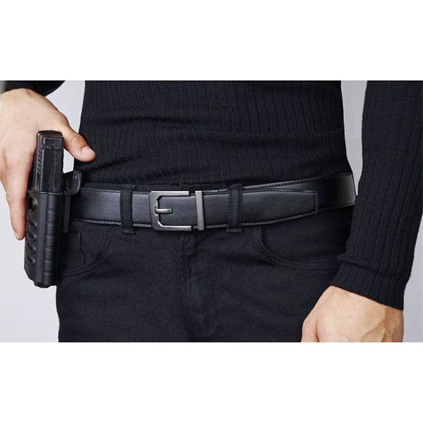 Ceinture pour pistolet BLACK LEATHER GUN BELT X3, noir