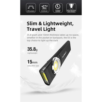 EDC LED-Lampe E5, 470 Lumen, (inkl. Akku), black