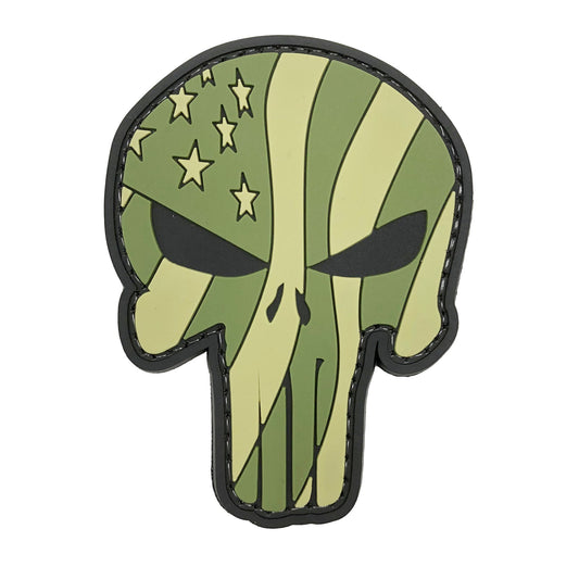 Morale Patch / Klettabzeichen PUNISHER WAVING US FLAG, od green