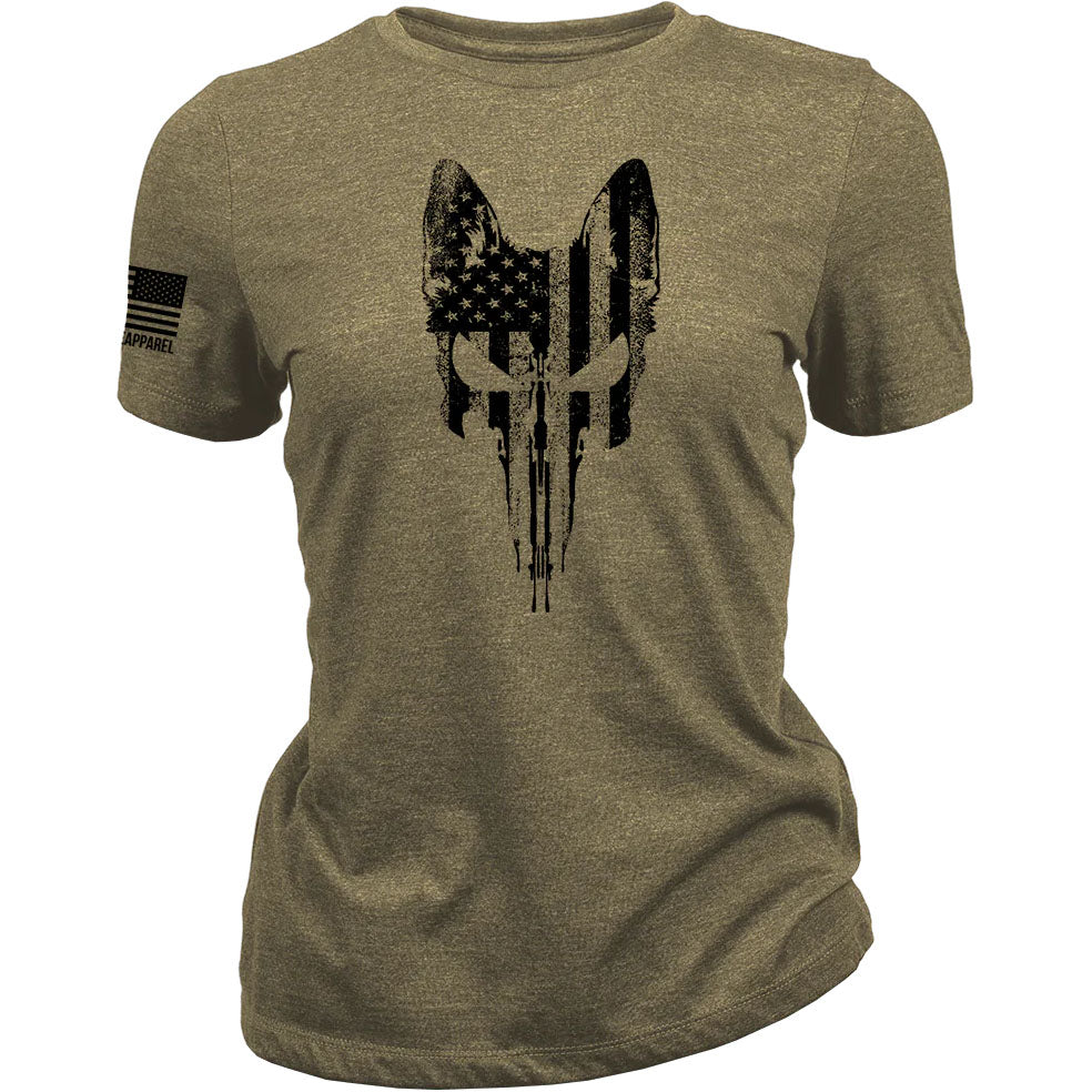 T-Shirt femme REX SKULL FLAG, olive