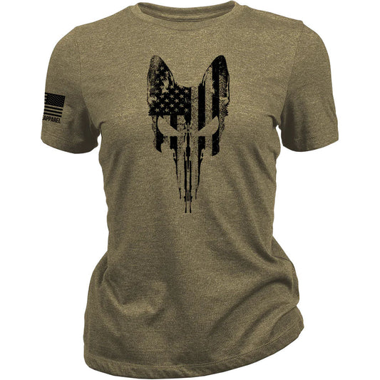 Women's T-Shirt REX SKULL FLAG, olive