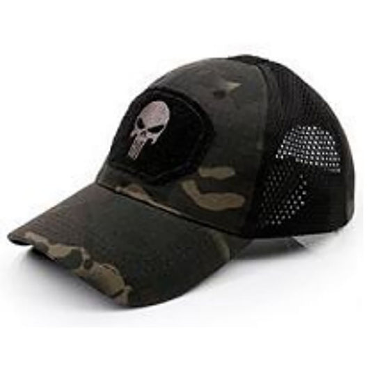 Baseball-Kappe TAC BASE CAP MESH PUNISHER, Ripstop, Velcro, black camo One size
